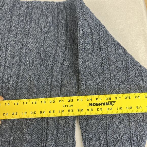 Aran Crafts Ireland Sweater Mens  Large Blue VTG 90s  Wool Fisherman Chunky-Knit - Picture 8 of 15